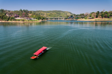 floating Town in Sangklaburi Kanchanaburi Thailandのeditorial素材