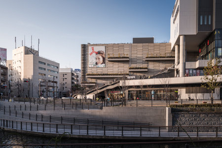 Tokyo, Japan -March 28, 2015 : View of The Sumida City before sunset, Sumida is in the northeastern part of the mainland portion of Tokyo,Japan on March 28, 2015.のeditorial素材