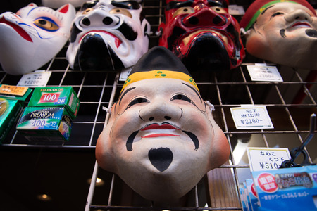 TOKYO -March 28 2015: Japanese mask at souvenir shop Senso-ji Temple on March 28 2015 in Tokyo,Japan.The Senso-ji Buddhist Temple is the symbol of Asakusa and one of the most famed temples in all of Japanのeditorial素材