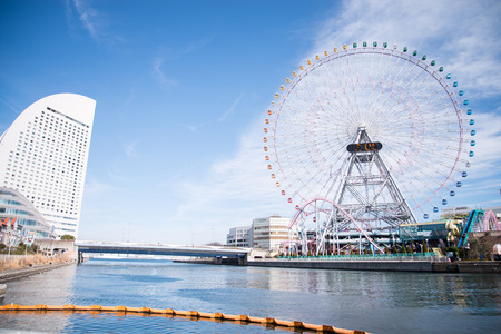 Yokohama, JAPAN - March 04 : Yokohama Minatomirai 21 district on March 04, 2015 in Yokohama, Kanagawa, Japan. Minatomirai is the central business district of Yokohama.のeditorial素材