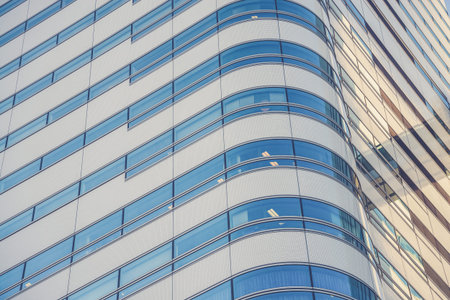 modern office building with blue glass facade