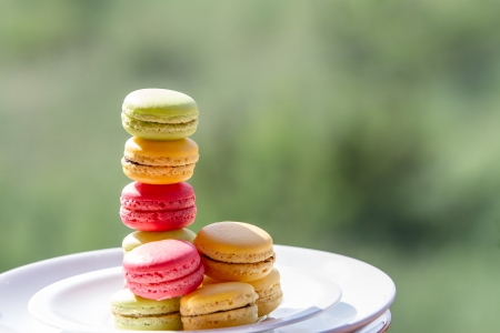 Colorful Macaron in natural background の写真素材