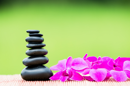 Spa black rock,rock spa and orchid in background naturalの写真素材