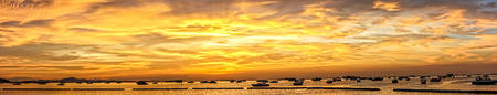 Beautiful panorama seascape sunset over seaの写真素材