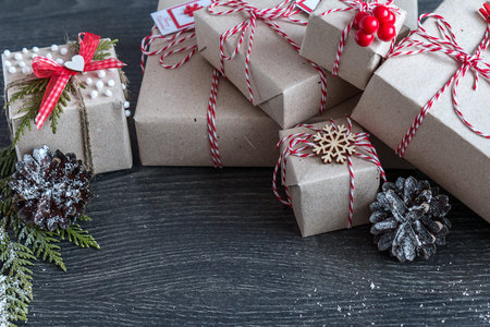 stylish Christmas gifts handmade on brown paper