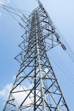 High voltage power transmission towerの写真素材