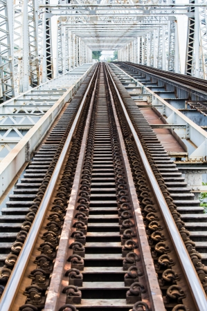 Metal rail road bridgeの写真素材