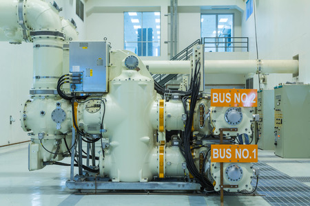 High voltage electric power 500 kV Gas Insulated Switchgear in control building (GIS)のeditorial素材