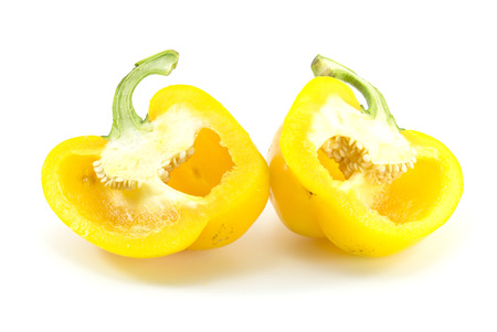 fresh yellow paprika isolated on white backgroundの写真素材