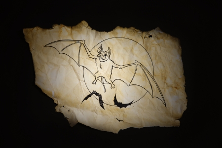 Old paper Halloween with Bat andÂ moonの写真素材