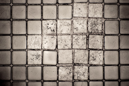 Grunge floor tiles of the same pattern used for the background.の写真素材