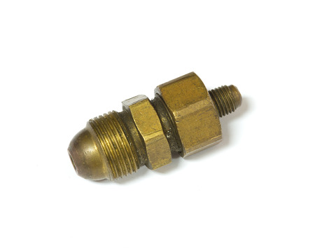 Bolts threaded copper pipe soldered connections for air conditioning isolate on whiteの写真素材