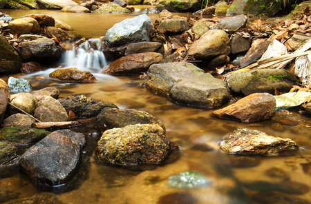 Nature waterfall and rocks with travelの写真素材