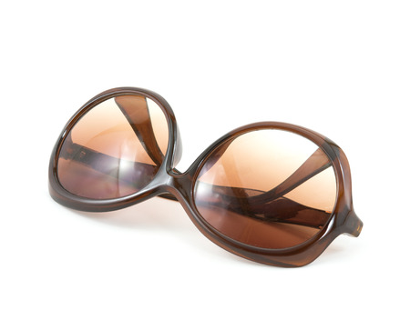 fashion women sepia sun glasses isolate on whiteの写真素材