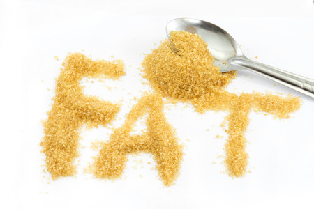 Sugar cause obesity,fat  isolate on whiteの写真素材