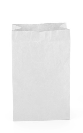 recycle brown paper bag isolate on whiteの写真素材