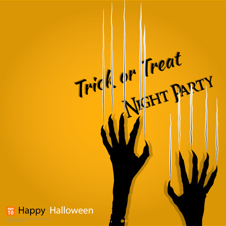 Halloween concept with scratching marks on yellow wall from zombie nails or dracula.のイラスト素材