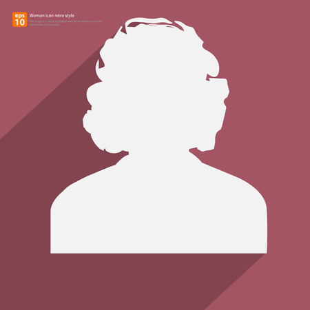 Retro Female avatar profile picture icon with shadow on vintage color backgroundのイラスト素材