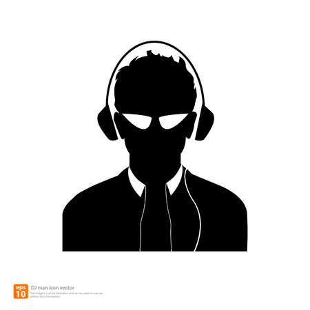 Silhouette  DJ man avatar profile picturesのイラスト素材