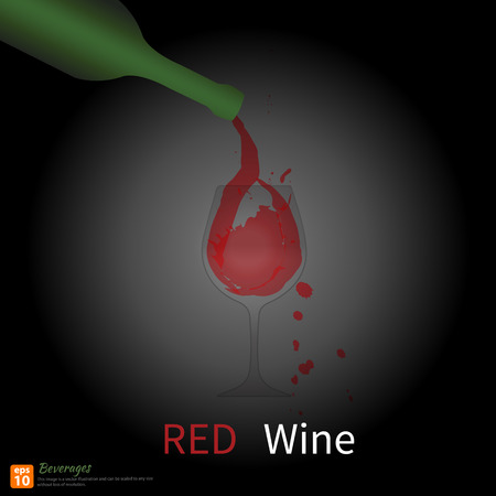 Pour the wine into a wine glass with wine splashes and spot print.のイラスト素材