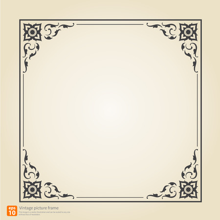 Vintage or Retro picture frame thailand pattern vector designのイラスト素材