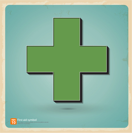 first aid sign ,midical symbol with shadow  vintage and Retro styleのイラスト素材