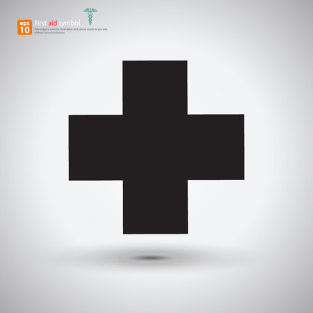 New first aid sign ,midical symbol with shadow on light backgroundのイラスト素材