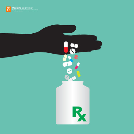 Medical vector icon, Medicines pouring in of the bottleのイラスト素材