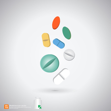 Medical vector icon, Medicines pouring and Rx bottleのイラスト素材