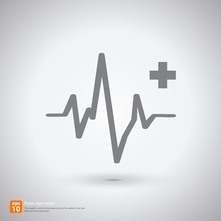 New Electrocardiogram, ecg or ekg - medical sign with shadow vector icon designのイラスト素材