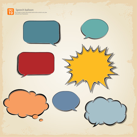 New vector Cartoon speech balloon, Comic Speech Bubble  icon vintage styleのイラスト素材