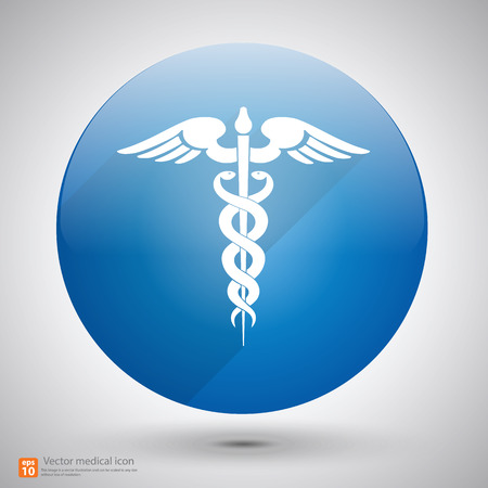 Medical vector icon ,Caduceus sign with shadowのイラスト素材