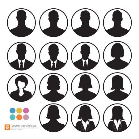 Set of vector men and women with business avatar profile picture iconのイラスト素材