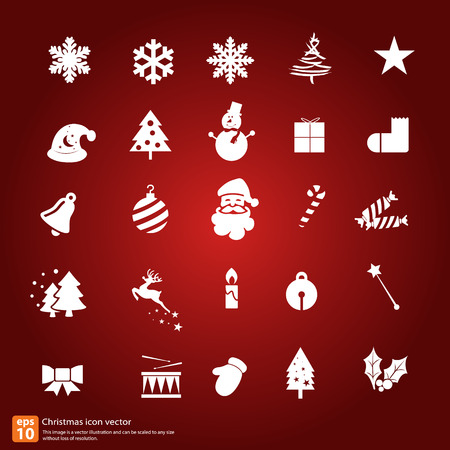 christmas icons vector design,Red backgroundのイラスト素材