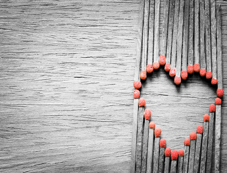 Retro postcard of the vintage red heart from Vestas, black and whiteの写真素材