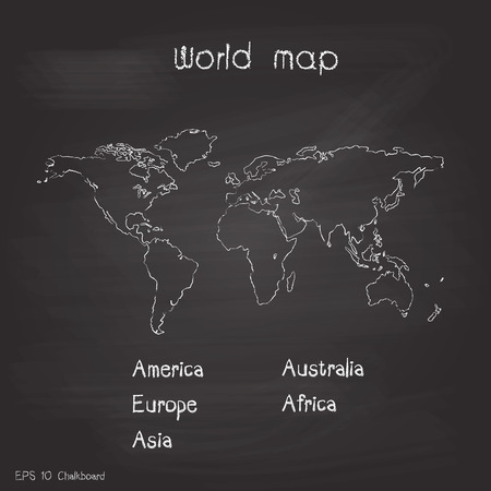 New world map chalkboard background vector designのイラスト素材