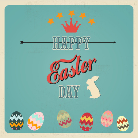 Happy easter day vintage retro type font,Illustrator vector designのイラスト素材
