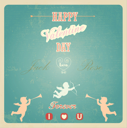 vintage valentine card with love concept for anniversary, vector designのイラスト素材