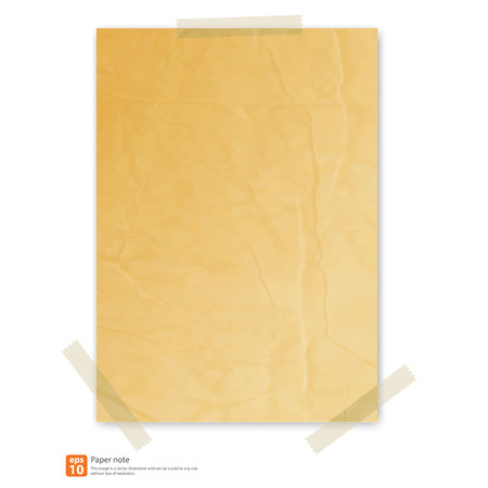 vintage be crumpled paper with tape for note vector formatのイラスト素材