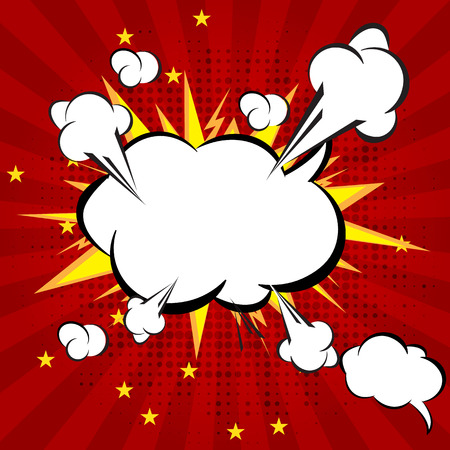 Cartoon, Boom explosion Comic Speech Bubbleのイラスト素材