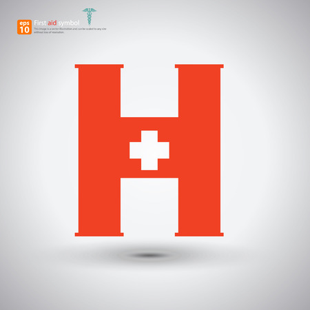 New first aid sign ,midical symbol with shadow on light backgroundのイラスト素材