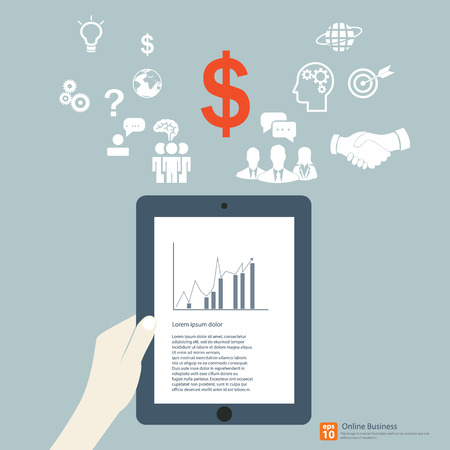 Online business finance concept and idea flat icon designのイラスト素材