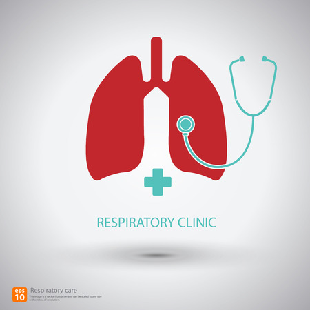 respiratory care icon vector with shadow, medical signのイラスト素材