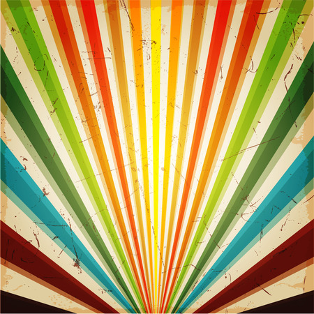 New vector Vintage Multicolor rising sun or sun ray,sun burst retro background designのイラスト素材