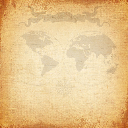 Vintage background, old world map with canvas textureの写真素材