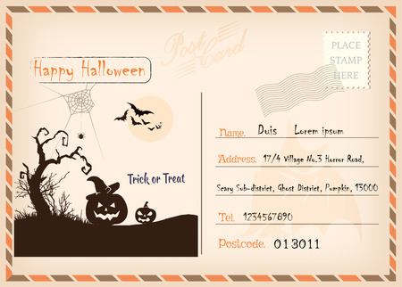 Happy Halloween Vintage Postcard vector designのイラスト素材