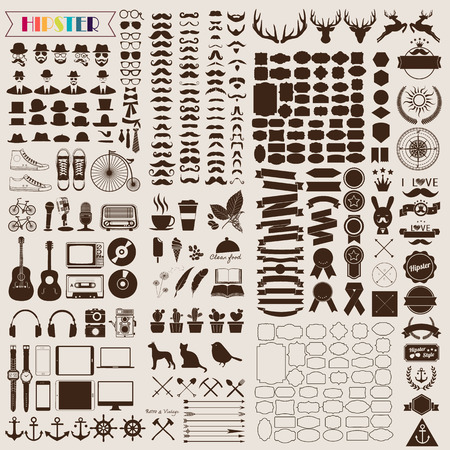 Set of vintage elements and icons retro for hipster style design. Illustration eps10のイラスト素材