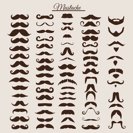 Set of vintage and retro mustache for hipster style design. Illustrationのイラスト素材