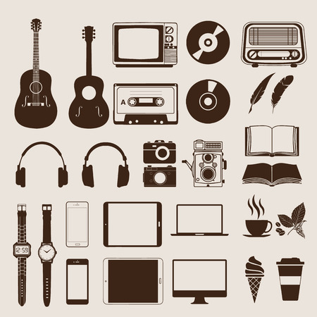 Set of vintage elements and icons retro for hipster style design. Illustration のイラスト素材