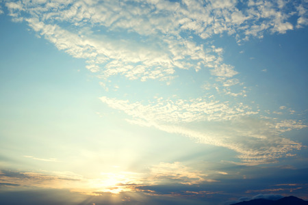 Vintage photo of Abstract nature background with sky in sunsetの写真素材